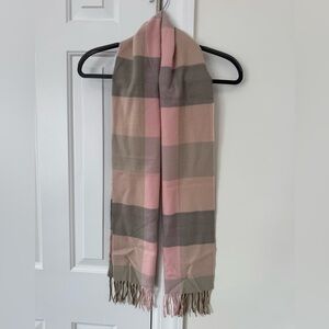 Pink Plaid Houndstooth Cashmere Scarf Made In Germany